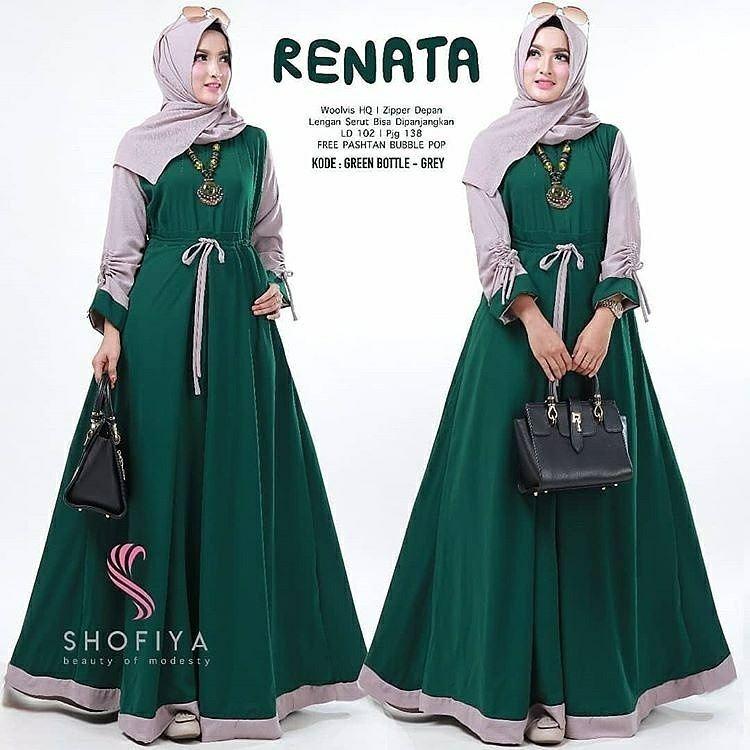 Baju Original Renata Dress Balotely Gamis Panjang Hijab Casual Pakaian Wanita Muslim Modern Maxy Terbaru Tahun 2018   