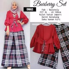 Baju Original Setelan B Set Balotelly Mix Katun Stelan Muslimah Atasan Dan Celana Wanita Pakaian Casual Simple WarnaMaroon