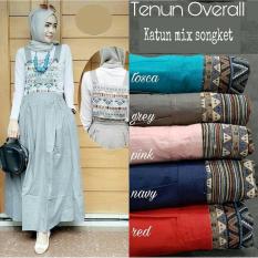 Baju Original Tenun Overall Katun Jumpsuit Wanita Modern Pakaian Hijab Simple Casual Pink