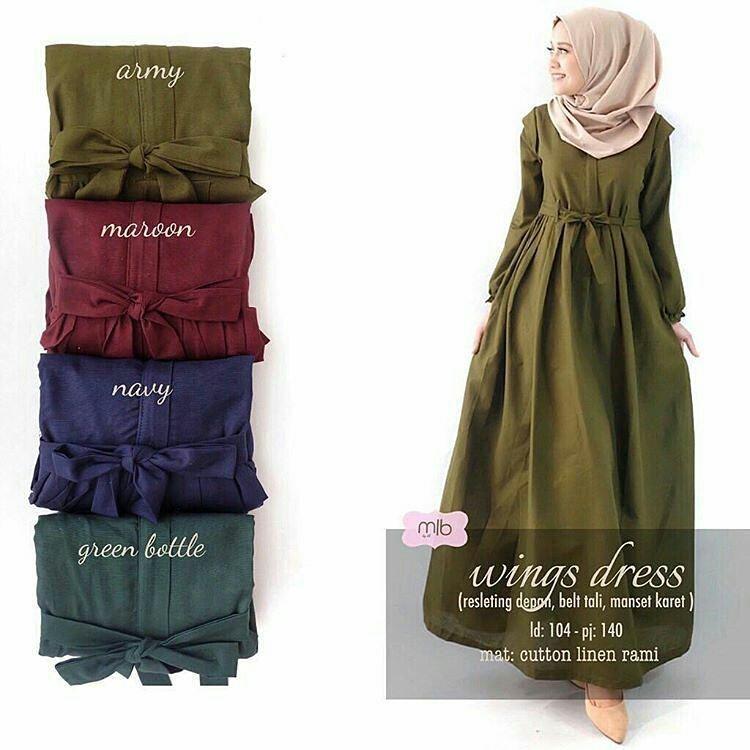 Baju Original Wings Dress Balotely Gamis Panjang Hijab Casual Pakaian Wanita Muslim Modern Maxy Terbaru Tahun 2018   