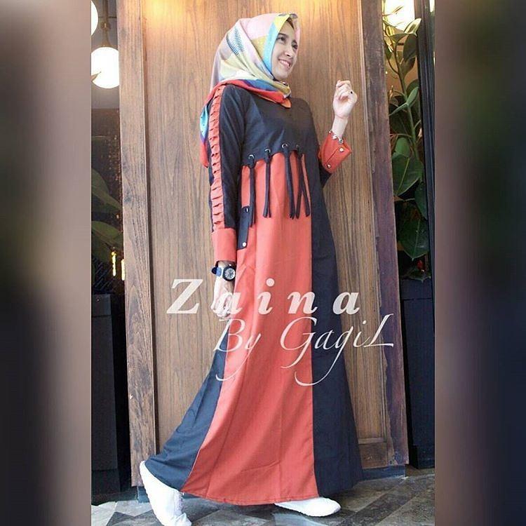 Baju Original Zaina Dress Balotely Gamis Panjang Hijab Casual Pakaian Wanita Muslim Modern Maxy Terbaru Tahun 2018   