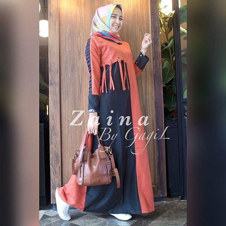 Baju Original Zaina Dress Balotely Gamis Panjang Hijab Casual Pakaian Wanita Muslim Modern Maxy Terbaru Tahun 2018   