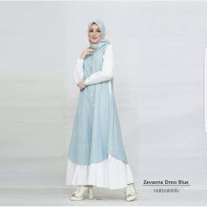 Baju Original Zevanna Dress Balotelly Gamis Panjang Hijab Casual Pakaian Wanita Hijab Modern Warna Blue