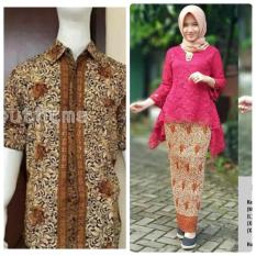 Baju Pasangan / Couple Kebaya Brukat Bianca + Batik Pria Lengan Pendek Warna Merah