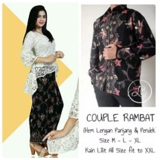 Baju Pasangan / Couple Kebaya Brukat Monalisa ( No Pasmina) + Batik Pria Lengan Panjang Warna Putih