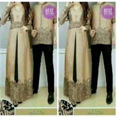 Baju Pasangan Sarimbit Gamis Couple Alya Hitam Batik Harga Sepasang - Coklat