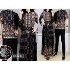 Baju Pasangan Sarimbit Gamis Couple Alya Hitam Batik Harga Sepasang - Hitam