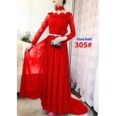 305# baju pesta import / gaun pesta import / baju pesta brokat / maxi dress ekor fashion / longdress ekor import