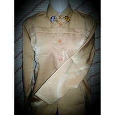 Baju Pramuka perempuan SD-SMA Sz 3-4-5-6 tangan panjang model saku dada tanpa tali pinggang
