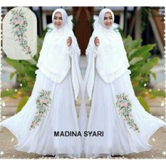 BajuReady 1030 Baju Gamis Syari Wanita Maxi Dress Lengan Panjang Pakaian Muslim Maxy Pesta Terbaru Murah Hijab Syar'i Kerudung Jilbab Bergo Syarii Warna Putih Hitam