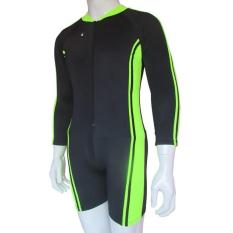 Baju Renang Diving Dewasa Tangan Panjang Warna Dasar List Hijau Stabillo - BSP-Dws