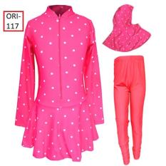 Baju Renang Muslim Anak Umur 5-10 Tahun Motif Polkadot Warna Pink - 119SD