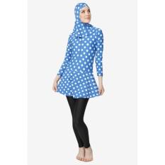 Baju Renang Muslimah Motif Polkadot Biru
