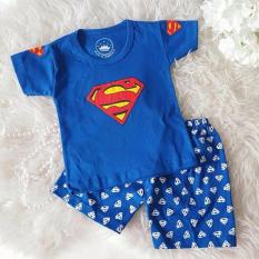 Baju Setelan kaos set Super Baby kids (Warna : Blue / 1,2,3 tahun)