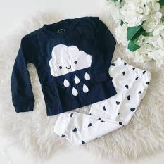 Baju setelan Piyama set Cloud black baby kid - Black / 1, 2,3,4 tahun