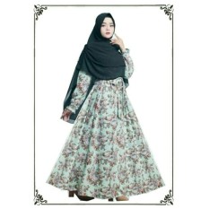 Baju Syar'i Bahan Monalsia / Busana Muslim Modern wanita Corak Bunga Putih