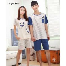 Baju Tidur Couple Pasanag Panda Cream Salur Ha/ Baju Couple