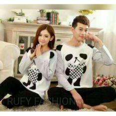 Baju Tidur Couple Pasangan Blacky Whites Panda Smly