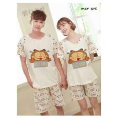 Baju Tidur Couple Pasangan Garfiel Creamy Creams / Baju Couple