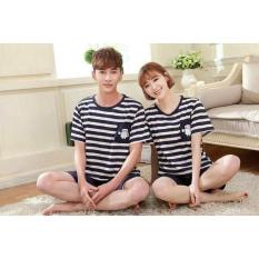 Baju Tidur Couple Piyama Big Herro Salur Navvy Stripe
