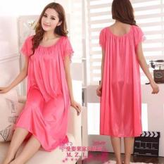 Baju Tidur Daster Tidur Daster Rumah Dress Daster Bajutidur Baju tidur besar fit XL XXL Hamil Satin Murah PINK