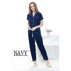 Baju Tidur - Piyama Wanita - Variasi List - Bahan Satin - Lengan Pendek