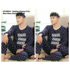 Baju Tidur Pria Dewasa Diamond Navy Dot Piyama Cowok
