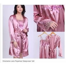 Baju Tidur Wanita Setelan Kimono Impoprt Purple Renda Pita