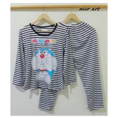Baju Tidur Wanita Setelan Piyama Doraemon Black To Look Turt