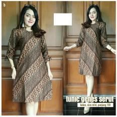 Baju Wanita Dress Batik Tunik Genes Serut B