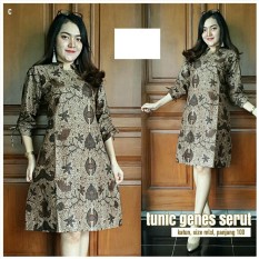 Baju Wanita Dress Batik Tunik Genes Serut C