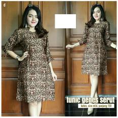 Baju Wanita Dress Batik Tunik Genes Serut D