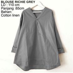 BAJU WANITA MURAH BLOUSE RICHIE GREY BAJU WANITA GROSIR TANAH ABANG