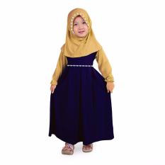 Baju Yuli Gamis Anak Perempuan Jersey Motif Bunga - Navy Cream