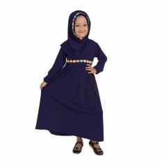 Baju Yuli Gamis Anak Perempuan Murah Bunga - Navy Blue