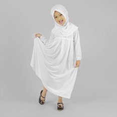 Baju Yuli Gamis Anak Perempuan Simple Motif Bunga - Putih
