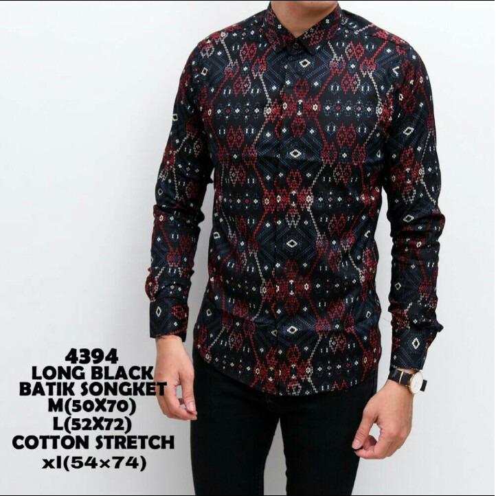 bajuku murah 4394 long black batik songket kemeja koko pria exlusive kemeja lengan panjang pria polos kemeja tangan panjang kerah lipat long slevees short slevees kemeja kantor kerja casual formal atasan pria fashion pria kaos oblong distro batik banana