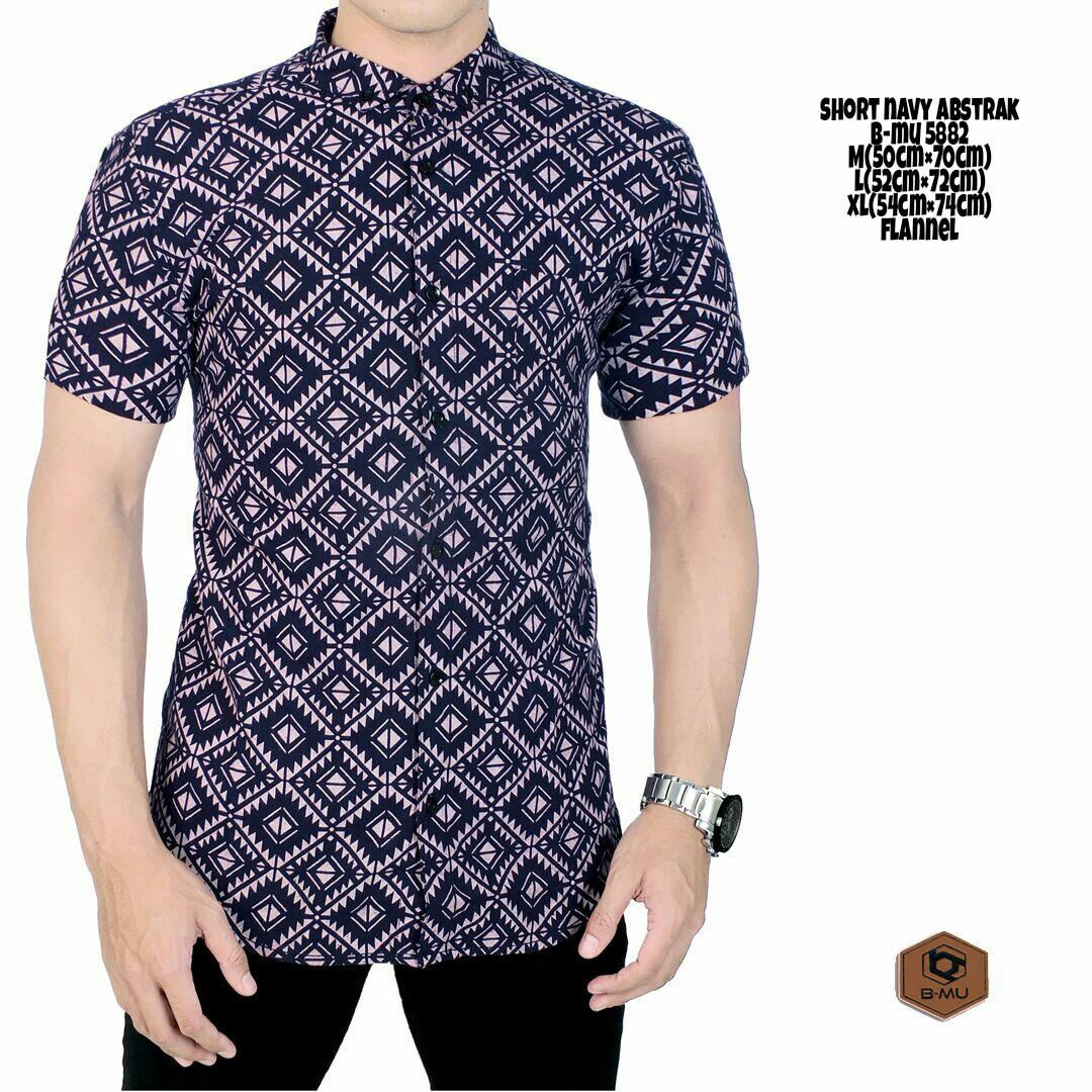 bajuku murah short navy abstrak b-mu 5882 kemeja tangan pendek kemeja jeans fashion pria atasan pria kemeja distro casual formal kerah lipat kantor kerja short slevees long slevees kemeja batik polos polo kantor kerja