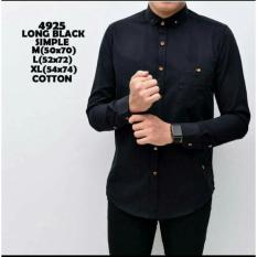 bajuku murah long black simple kemeja pria tangan panjang kerah lipat fashion pria atasan pria long sleeves short sleeves kemeja kantor casual formal batik kerja kemeja distro kaos superhero