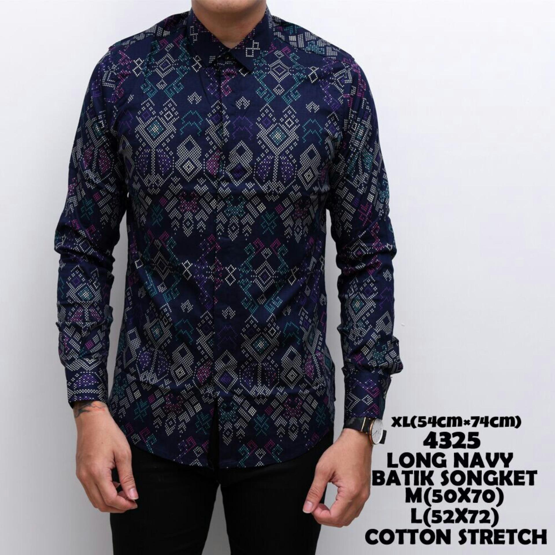 bajuku murah long navy batik songket 4325 long slevees short slevees kemeja tangan panjang kerah lipat batik casual format kerja kantor distro atasan pria fashion pria kaos oblong superhero banana