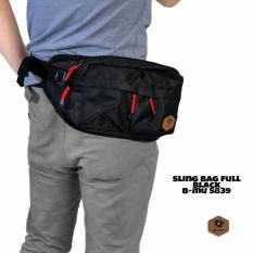 bajuku murah sling bag full black b-mu 5839 tas selempang pria tas jinjing pria koper fashion pria trendy gaul tas distro tas samping pria dompet pria batik kemeja superhero kaos kerah bulat oblong