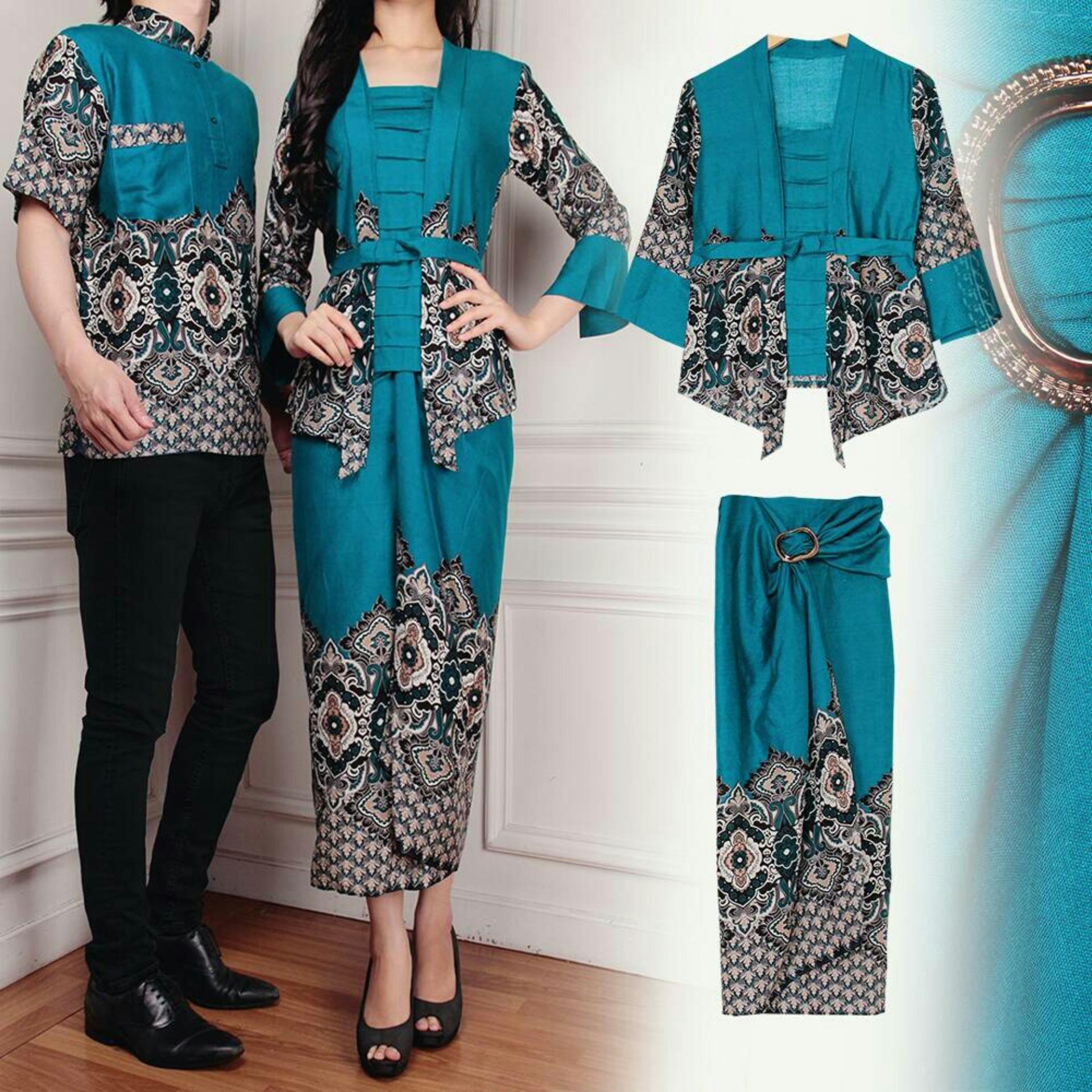 BajuReady 1023 BAJU COUPLE BATIK MODERN PAKAIAN PASANGAN KELUARGA KEMEJA KOKO LENGAN PENDEK KEBAYA KURUBARU LENGAN PANJANG ROK LILIT GROSIR MURAH KEKINIAN