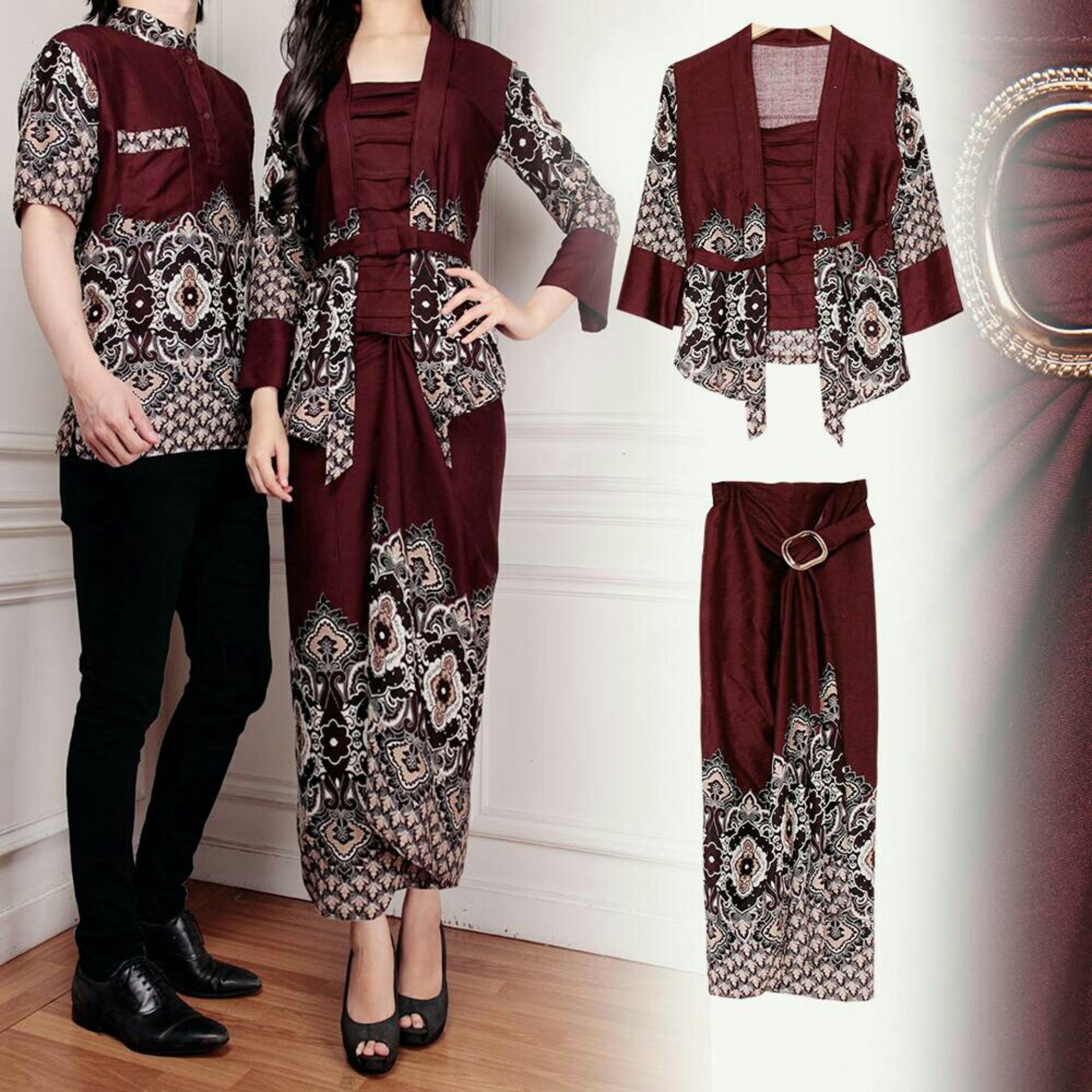 BajuReady 1023 BAJU COUPLE BATIK MODERN PAKAIAN PASANGAN KELUARGA KEMEJA KOKO LENGAN PENDEK KEBAYA KURUBARU LENGAN PANJANG ROK LILIT GROSIR MURAH KEKINIAN