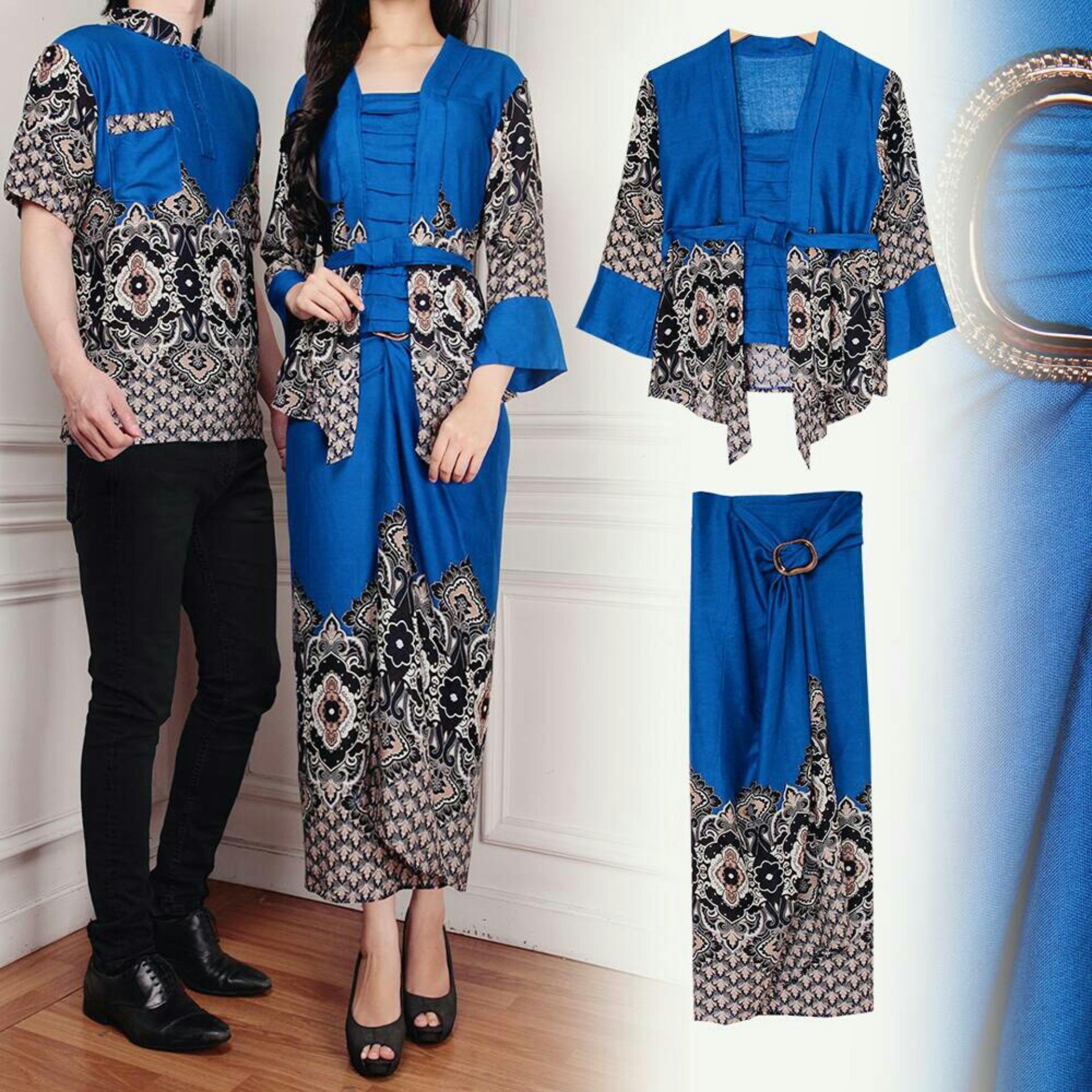 BajuReady 1023 BAJU COUPLE BATIK MODERN PAKAIAN PASANGAN KELUARGA KEMEJA KOKO LENGAN PENDEK KEBAYA KURUBARU LENGAN PANJANG ROK LILIT GROSIR MURAH KEKINIAN