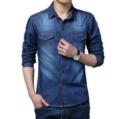 BajuReady 1043 Kemaja Jeans Wash Pria Lengan Panjang Model Terbaru Pakaian Cowok Baju Atasan Laki-Laki Casual Polos Kekinian Busana Laki Laki Distro Formal Kerja Kantoran Santai