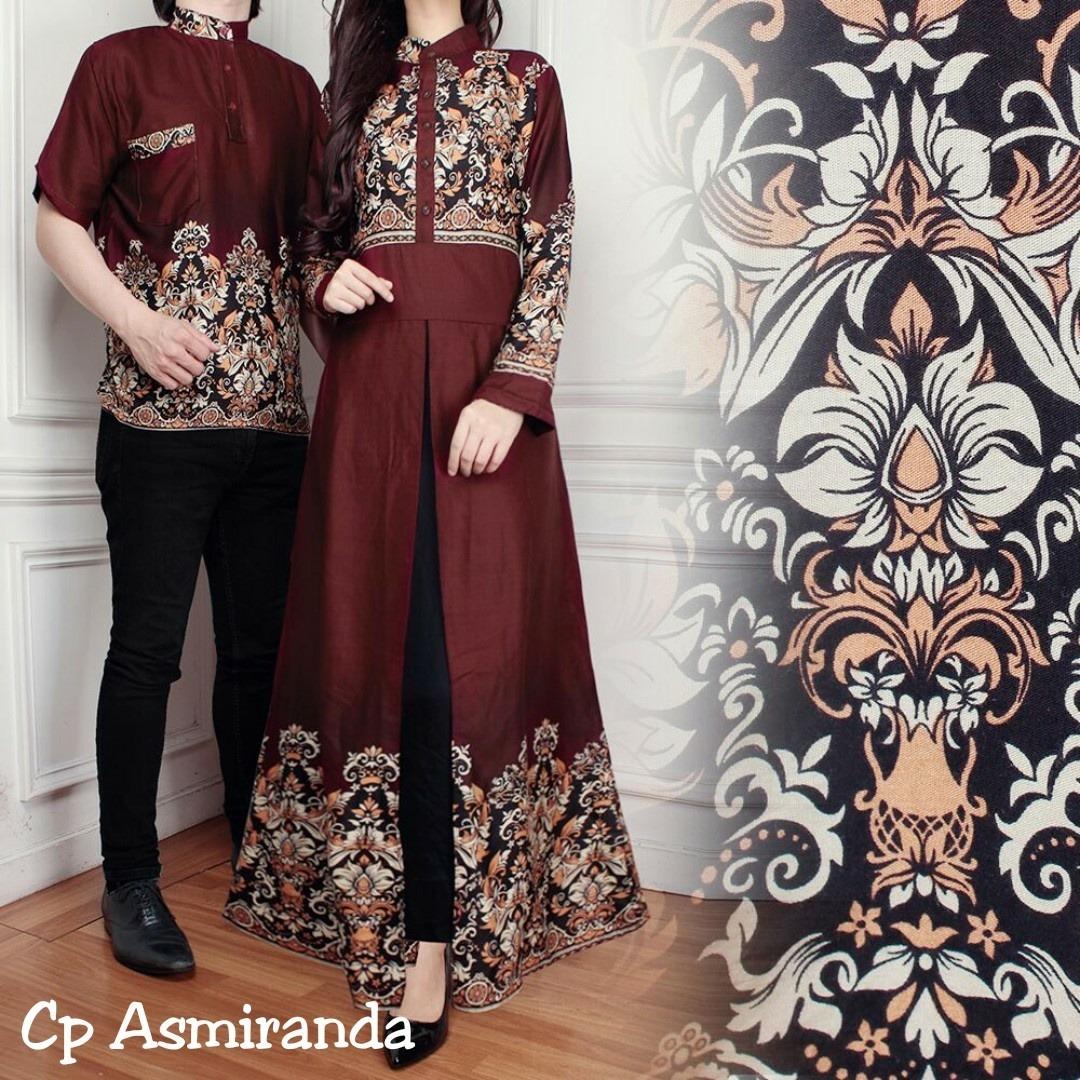 BajuReady 1051 BAJU COUPLE PASANGAN KELUARGA BATIK MODERN SARIMBIT KEMEJA HEM PRIA COWOK KOKO LENGAN PENDEK PAKAIAN MUSLIM WANITA CEWEK MAXI MAXY DRESS PANJANG BUSANA PESTA KONDANGAN LEBARAN JAMAN ZAMAN NOW KEKINIAN BAHAN KATUN TERBARU