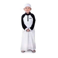 Bajuyuli Gamis Koko Raglan Anak Murah - Putih Hitam