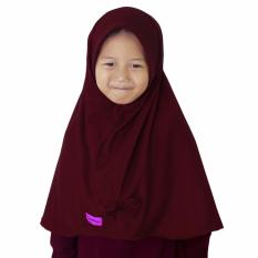 Bajuyuli - Kerudung Jilbab Anak Murah Polos Pita Cantik Marun Burgundi