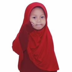 Bajuyuli - Kerudung Jilbab Anak Murah Polos Pita Cantik Merah Cabe