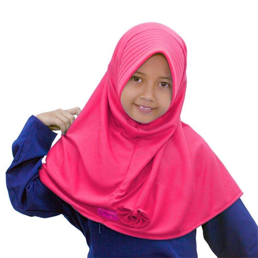 Bajuyuli - Kerudung Jilbab Anak Murah Polos Pita Cantik Pink